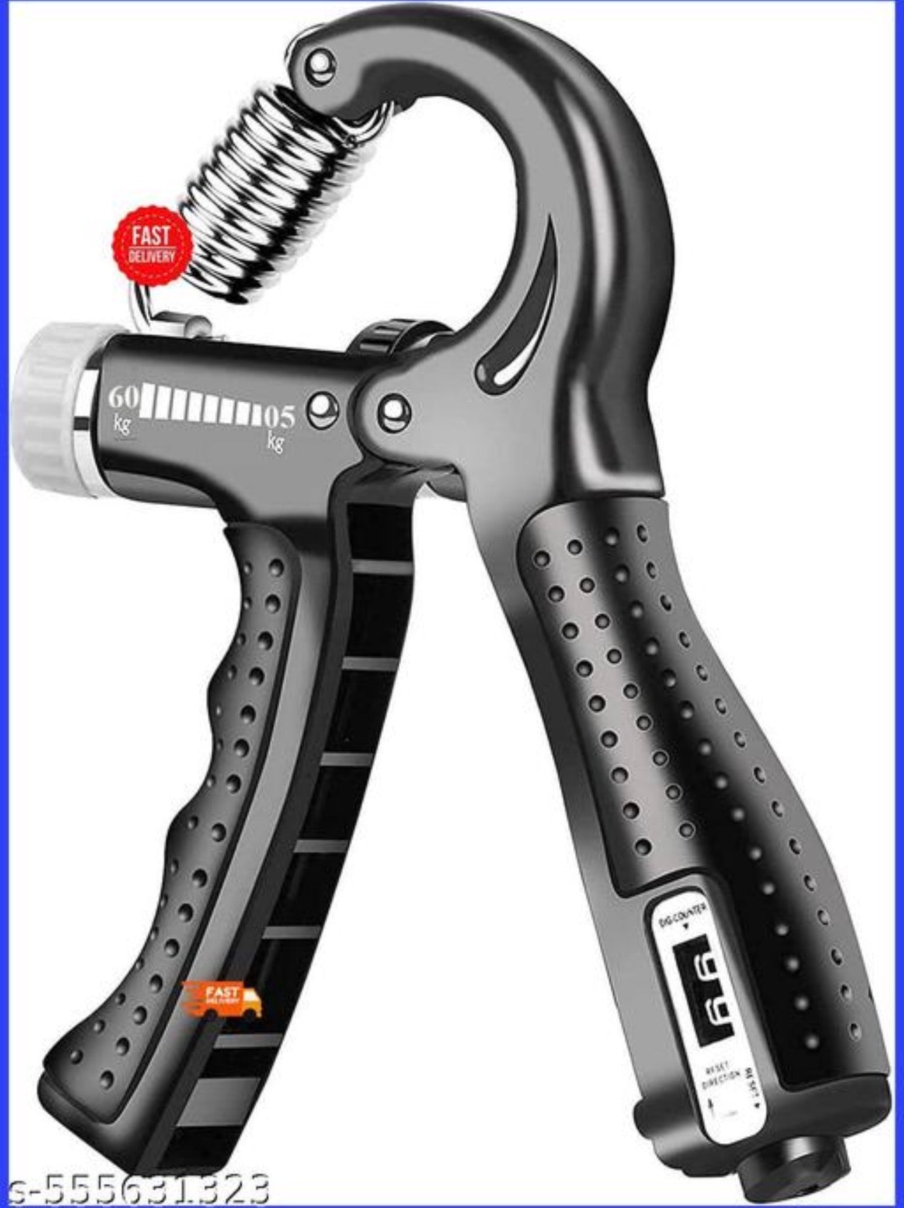 Fluxy™ Pro-Grip Adjustable Hand Strengthener | 5kg–60kg Resistance with Integrated Rep Counter