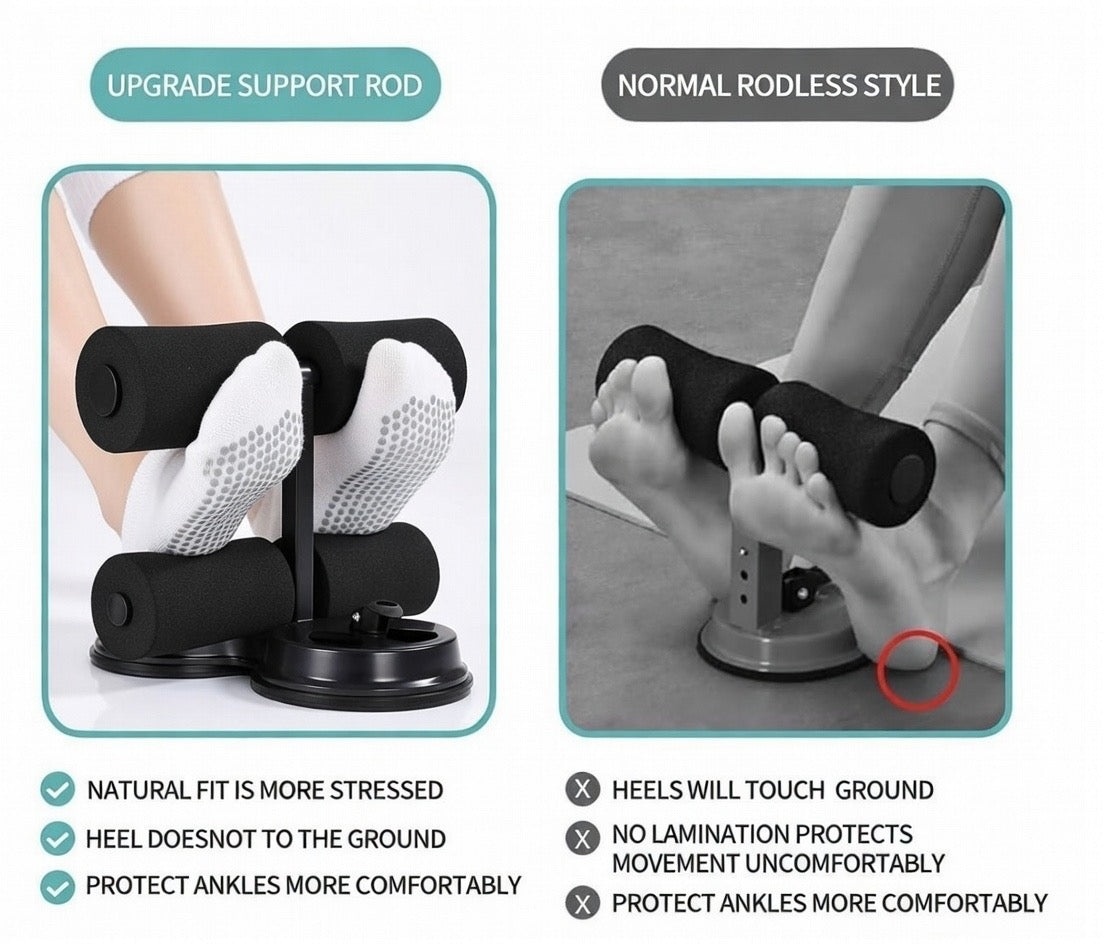 Fluxy™ Core-Station | Portable Sit-Up Bar for Floor – Strong Suction Home Gym Equipment for Abs Workout, Tummy Trimmer & Core Training