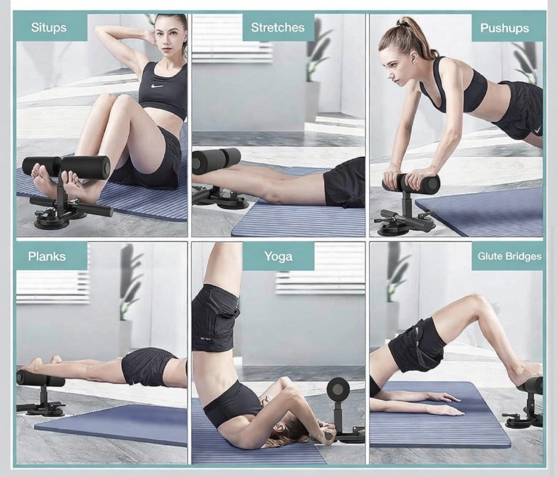 Fluxy™ Core-Station | Portable Sit-Up Bar for Floor – Strong Suction Home Gym Equipment for Abs Workout, Tummy Trimmer & Core Training